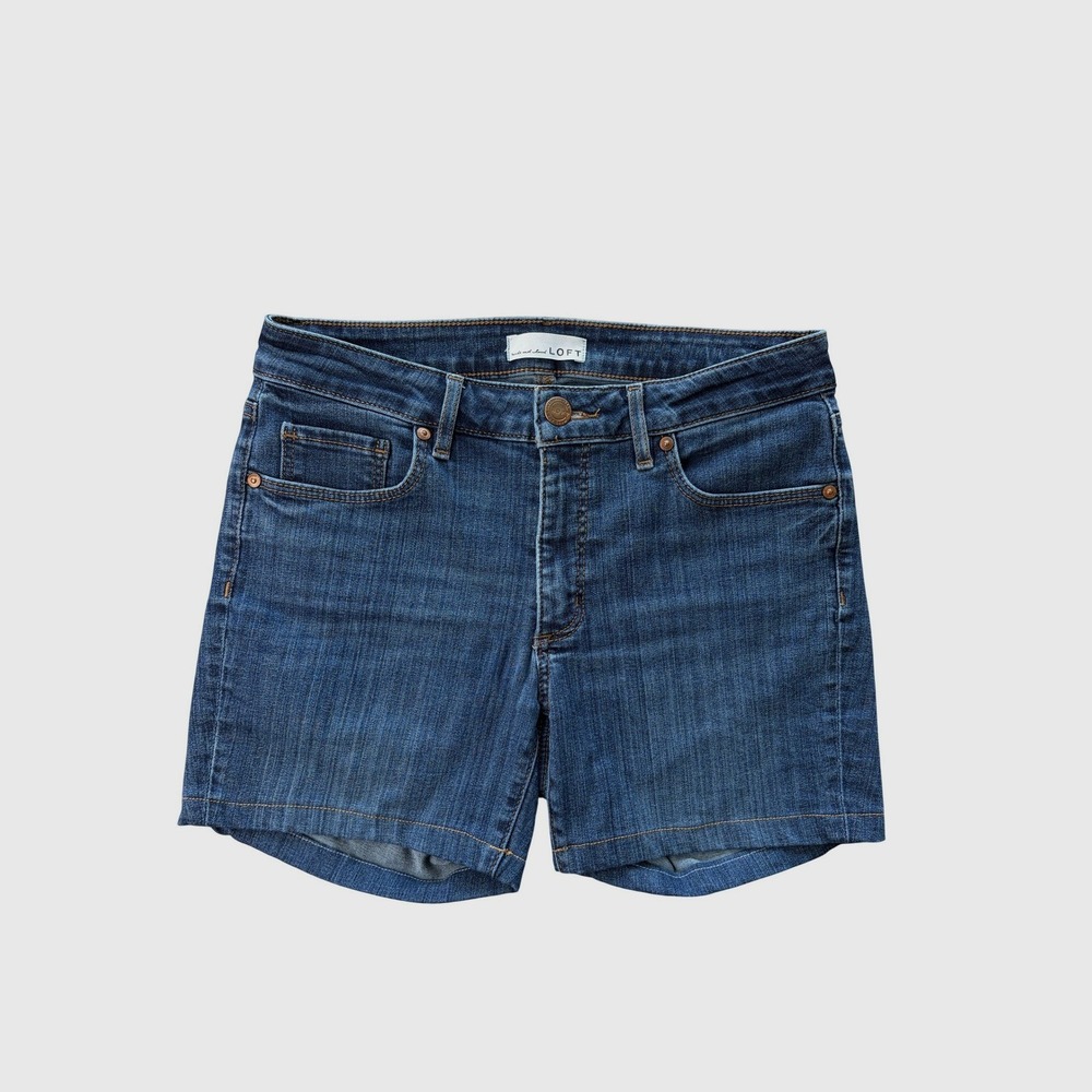 LOFT Denim Shorts Womens 30 Blue Mid Rise Stretch Five Pocket Casual